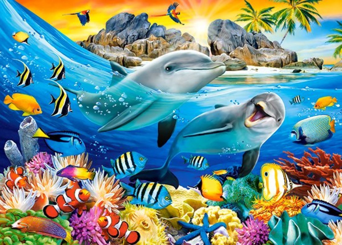 Пазлы Castorland 180 элементов, Дельфины в тропиках (В-018468), фото
