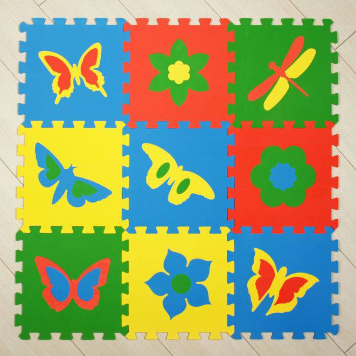 Мягкий пол универсальный Eco Cover (ЭкоПолимеры) "Бабочки", 30х30 см фото