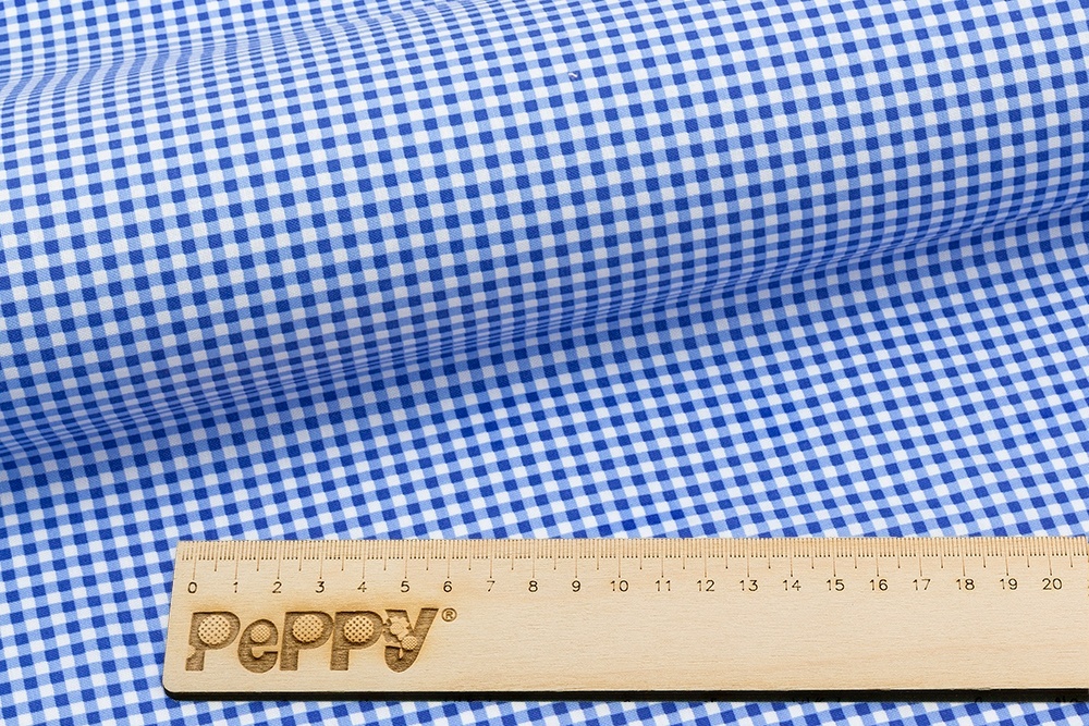 Ткань для пэчворка Peppy Бабушкин сундучок, 50х55 см, 140+-5 г/м2, 100% хлопок, клетка синий, фото
