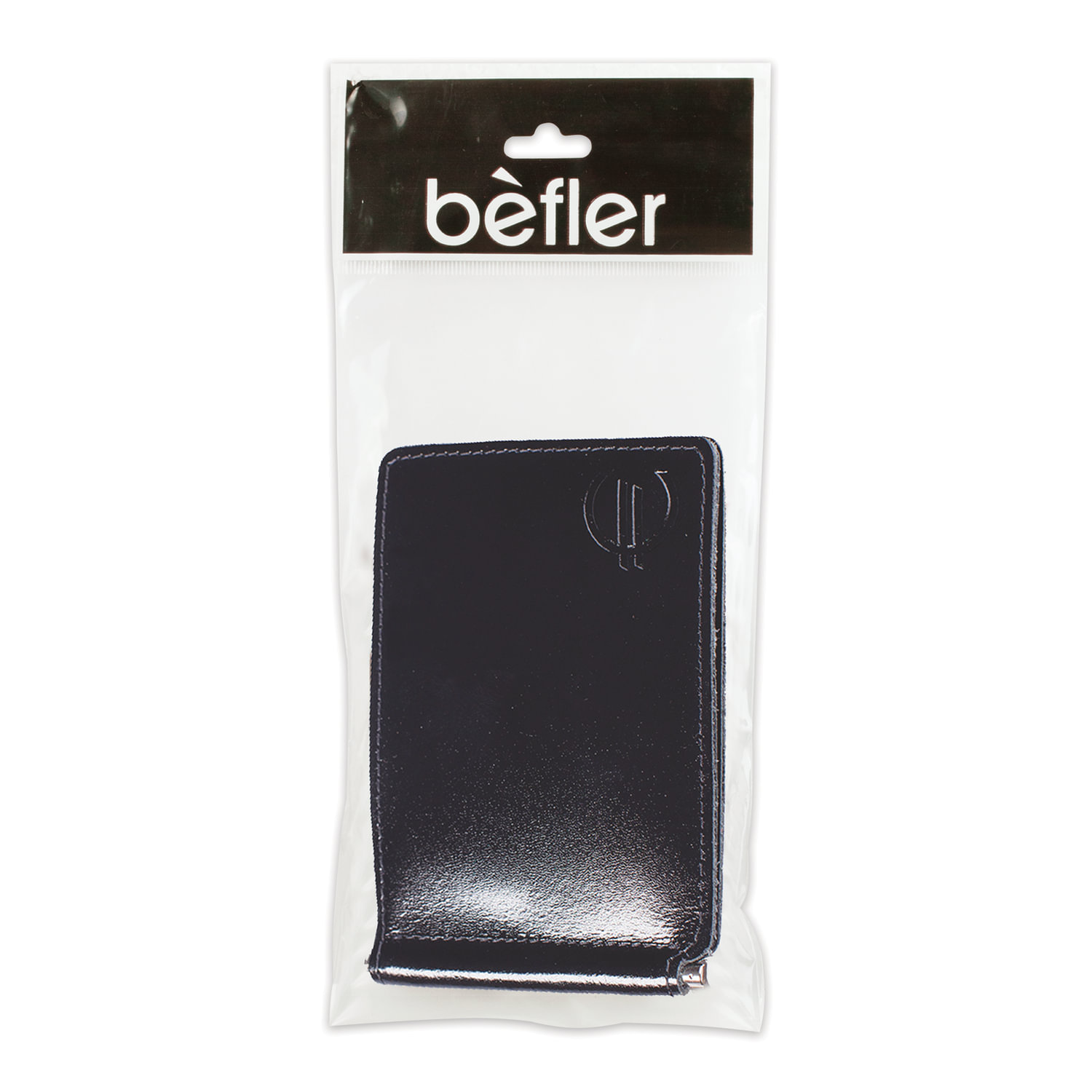 Зажим для купюр Befler "Classic", натуральная кожа, тиснение, 120х86 мм, черный (Z.6.-1) фото