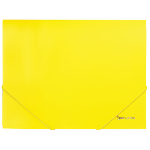 Папка на резинках Brauberg "Neon", неоновая желтая, до 300 листов, 0,5 мм (227461), фото