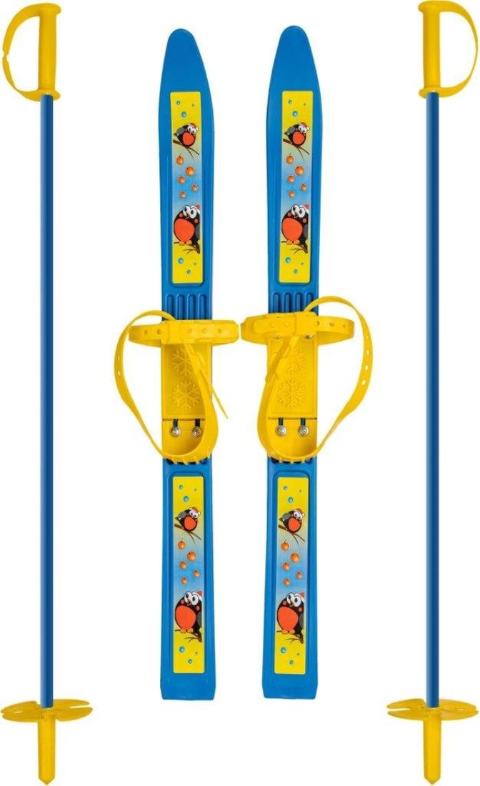 Лыжи детские Олимпик Снегири, крепление мягкое пластиковое, с палками стеклопластик, (66-75 см) (4328-00(МПЛ102.00)) фото