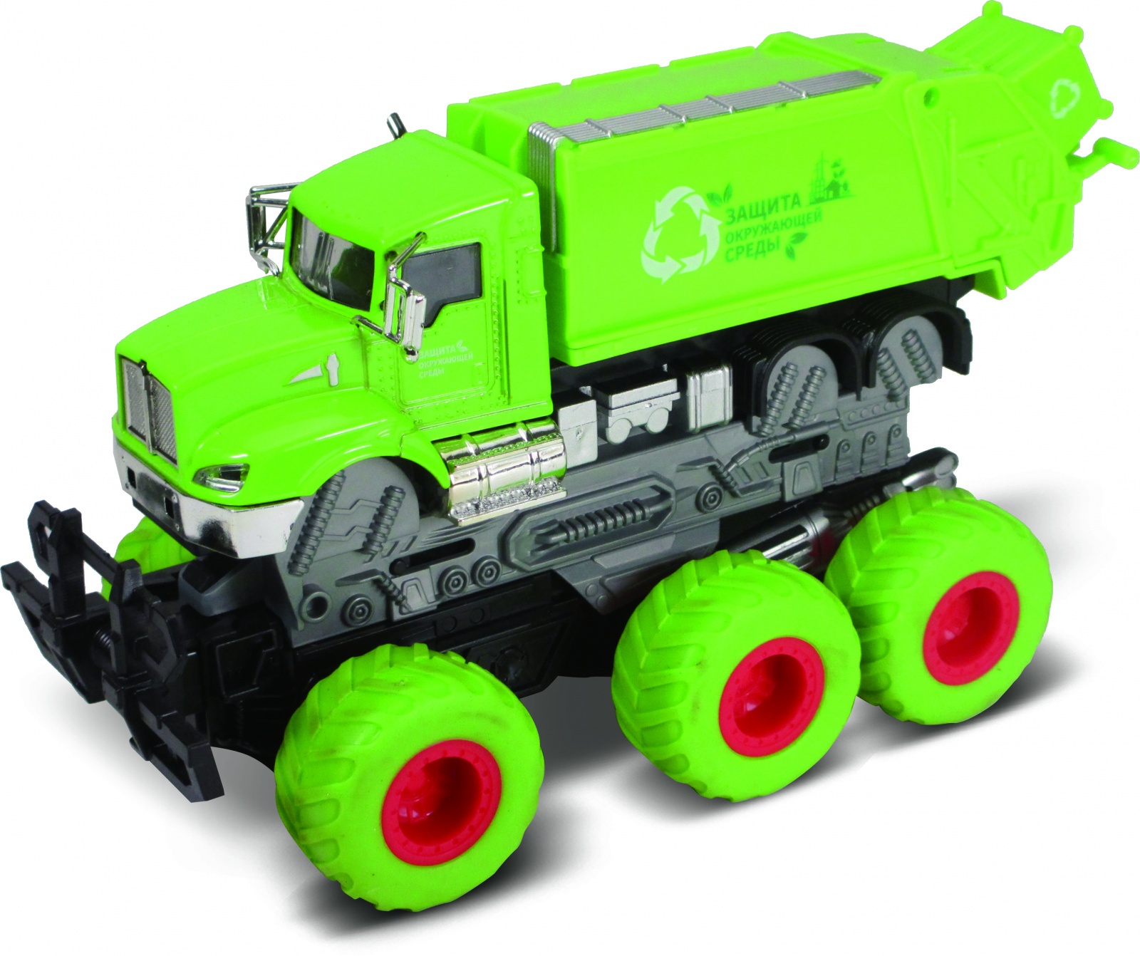 Мусоровоз Funky Toys с краш-эффектом, кабина die-cast, фрикционный, 6*6,  зеленый, 1:43 (FT61088) | AliExpress