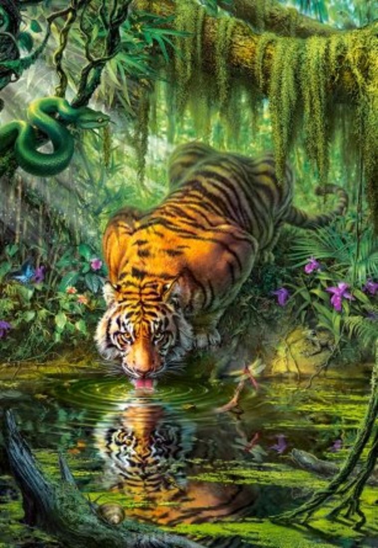 Пазлы Castorland 1000 деталей тигр в джунглях