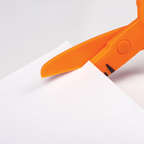 Ножницы детские Пифагор "Тигренок" 120 мм, с безопасными пластиковыми лезвиями, оранжевые (236858), фото