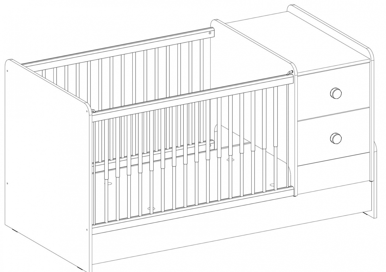 Кроватка-трансформер Cilek Natura Baby St (20.31.1016.00). 